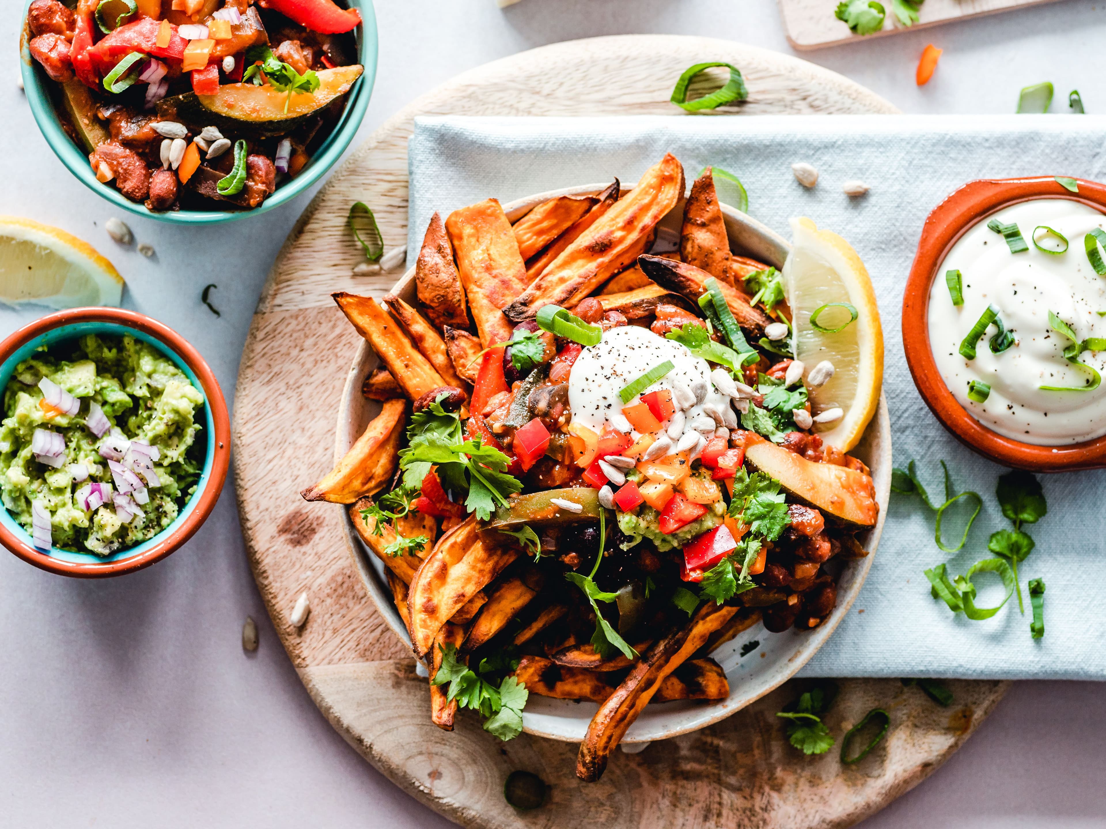 Colourful, balanced healthy meal