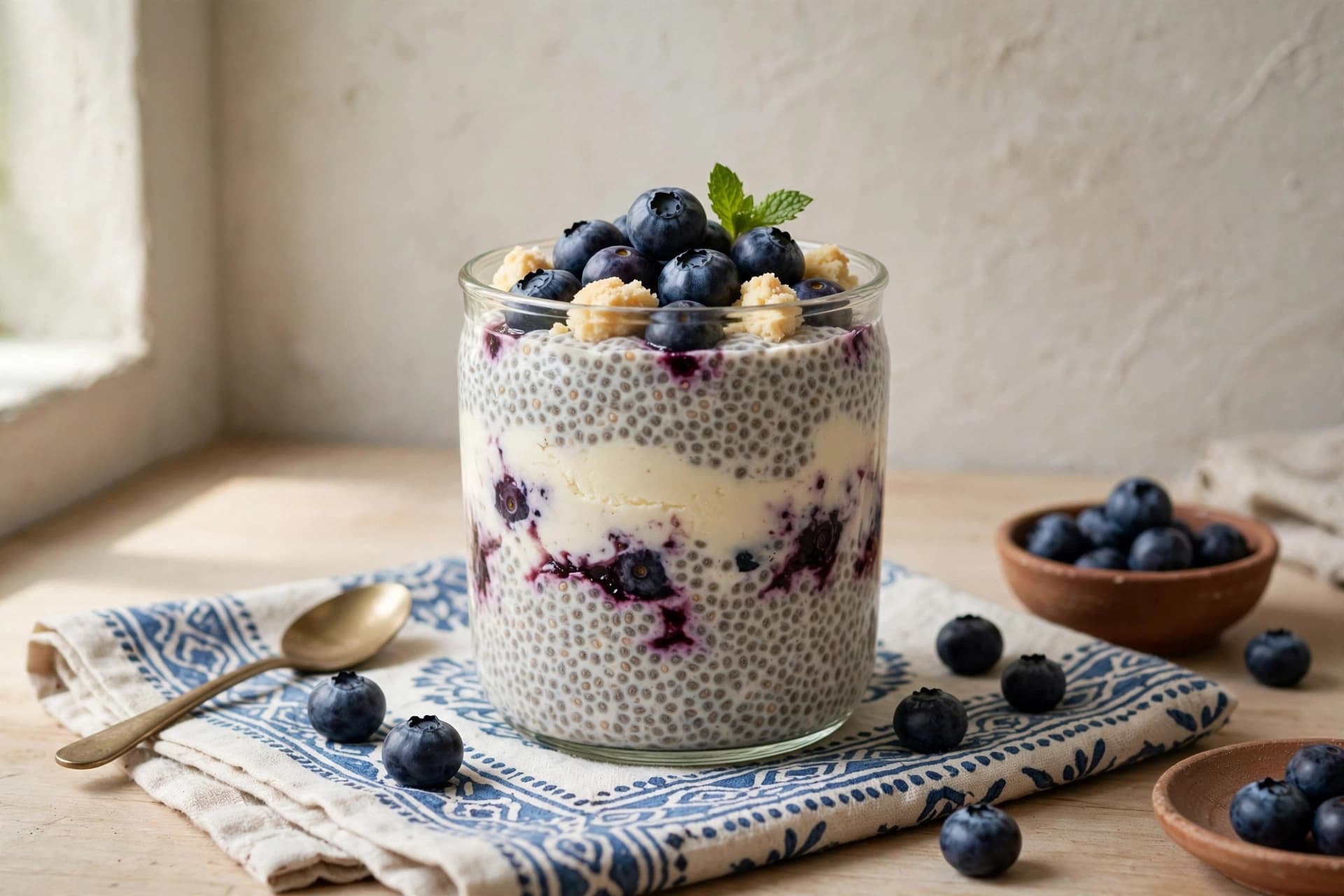 Blueberry Cheesecake Chia Pudding