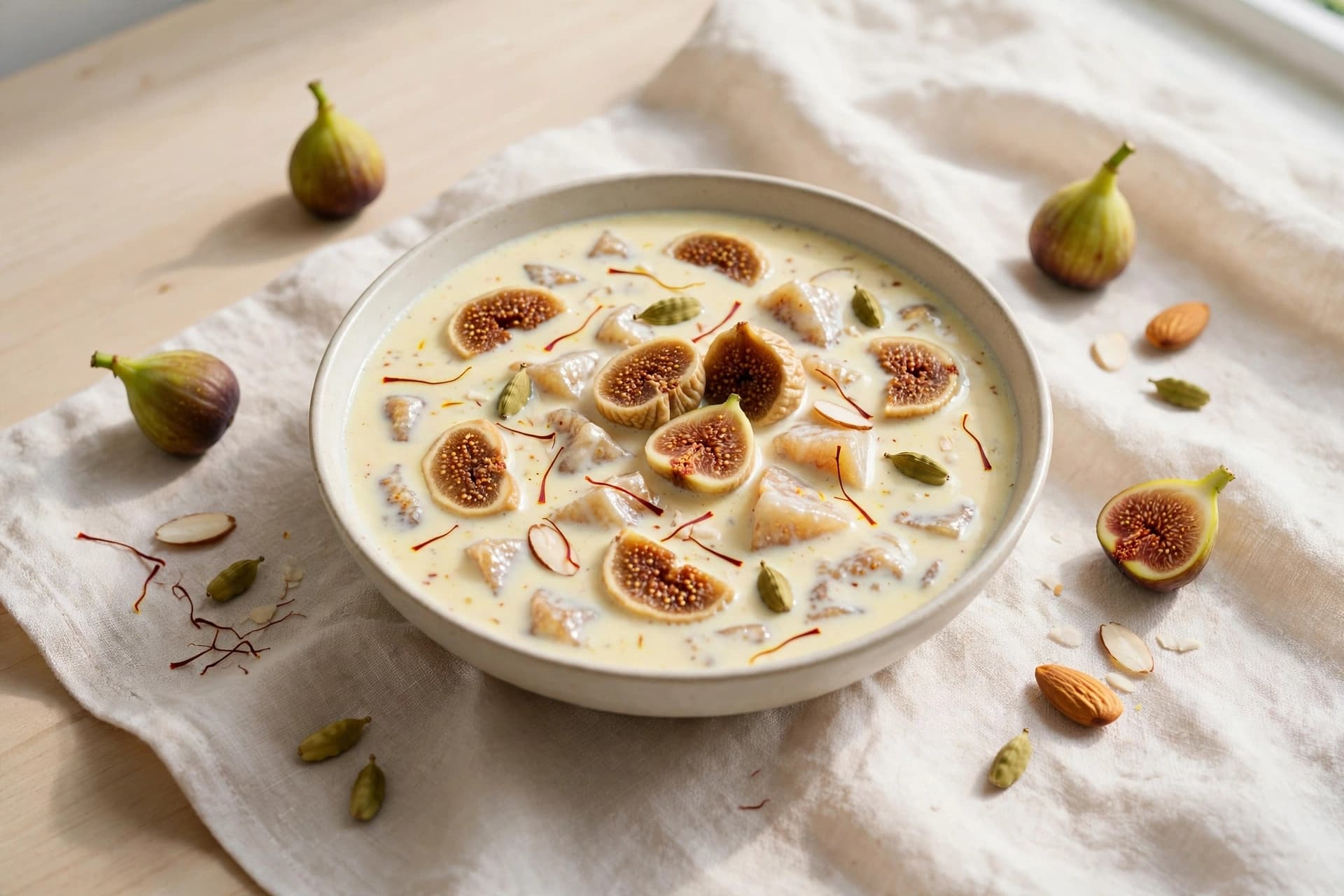 Saffron-Cardamom Anjeer Kheer with Almond Milk