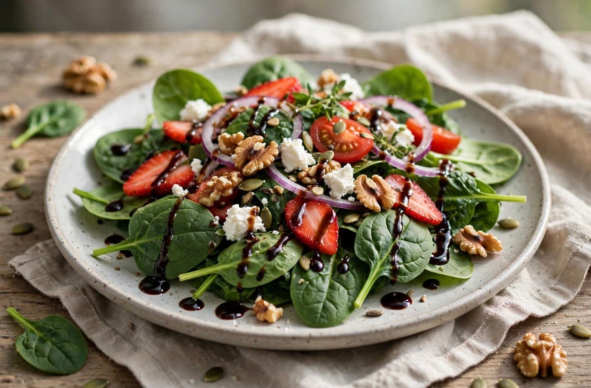 SPINACH SALAD WITH BALSAMIC DRESSING