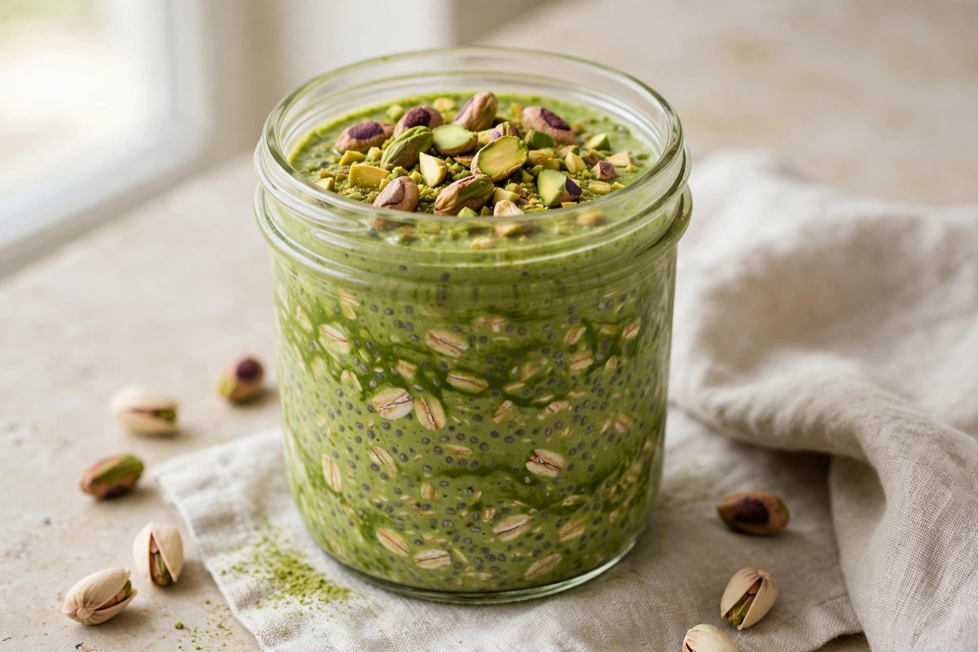Matcha Pistachio Overnight Oats