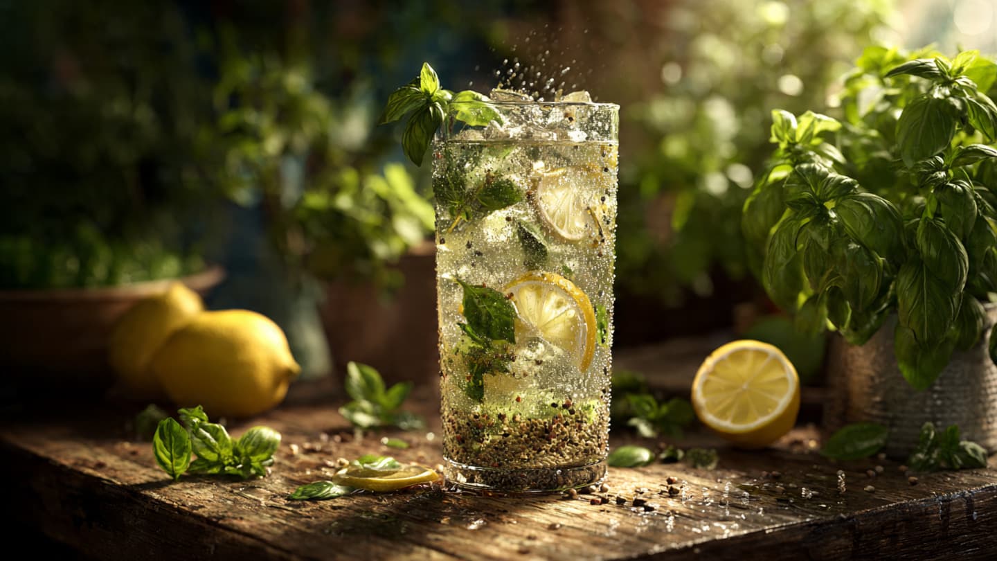Basil chia cooler