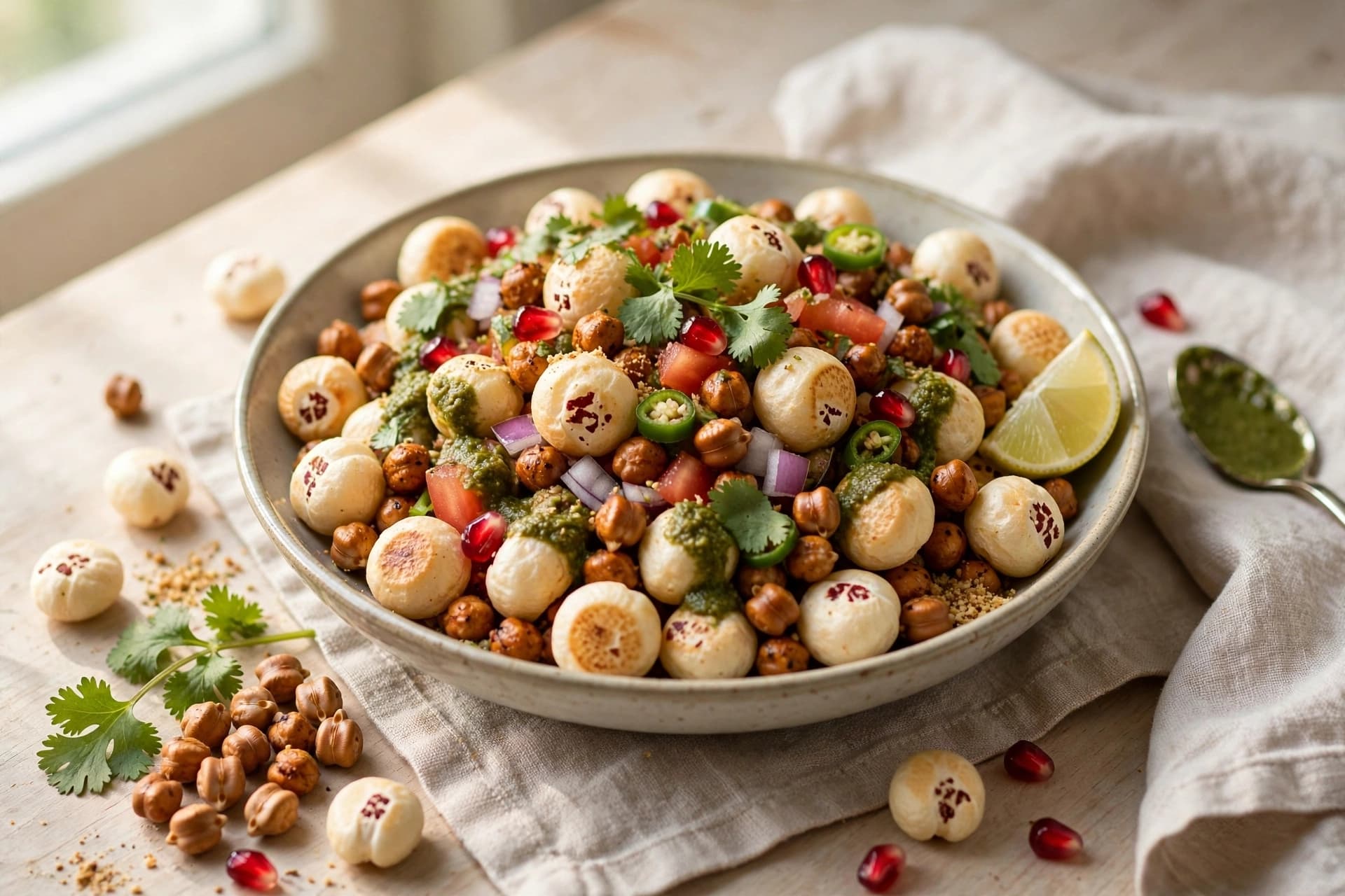 Air Fryer Makhana Chaat With Roasted Chana