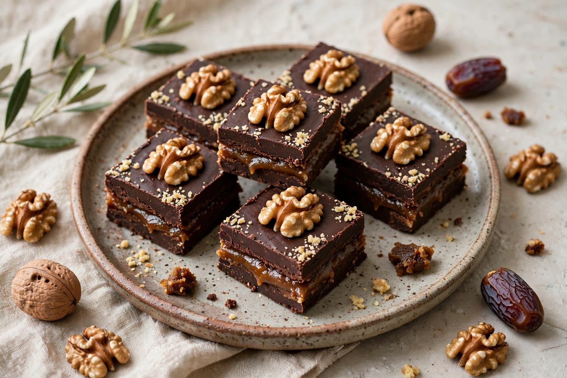 Dark Chocolate Walnut Burfi (Date Paste) (No Added Sugar)
