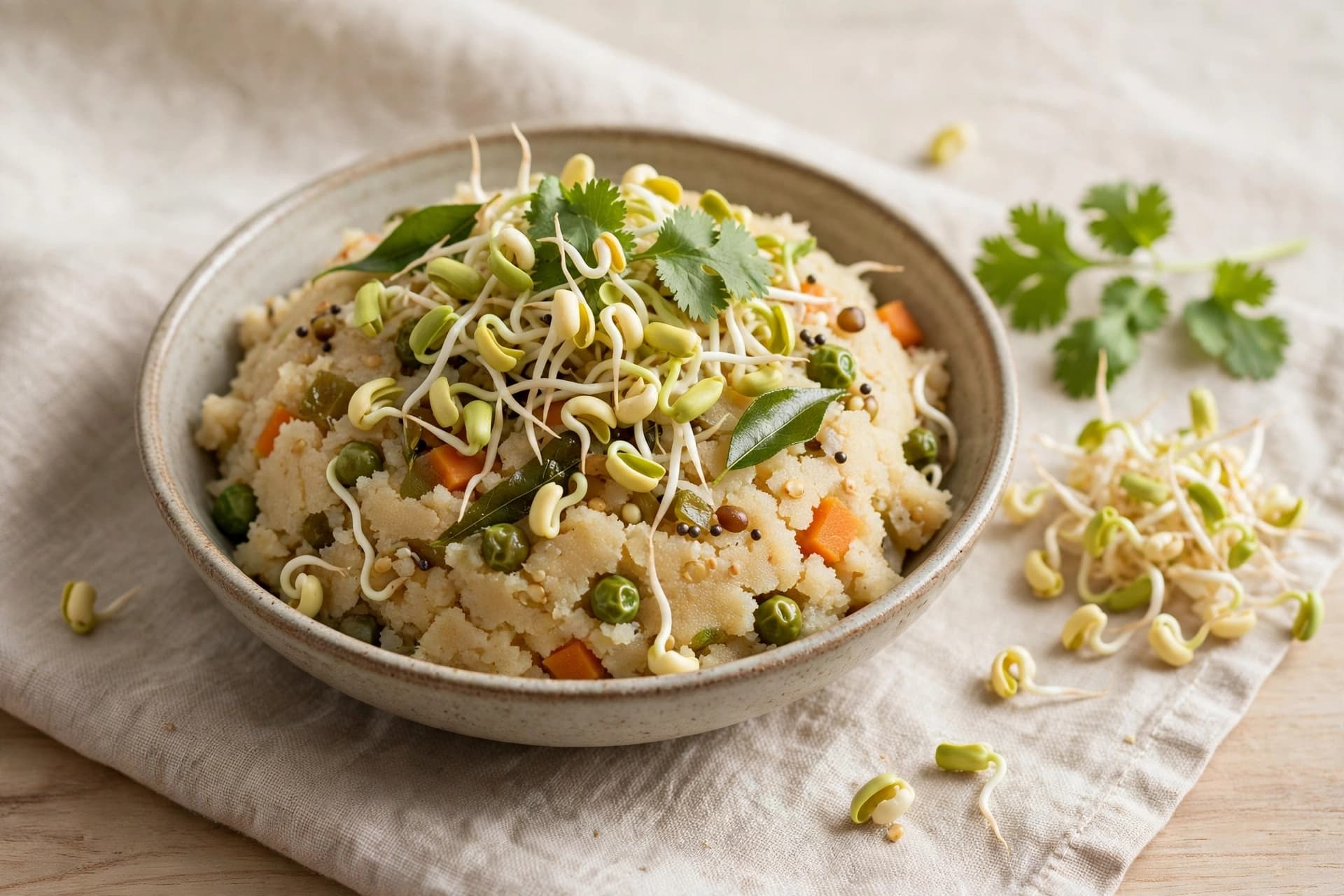 Jowar Upma with sprouted moong